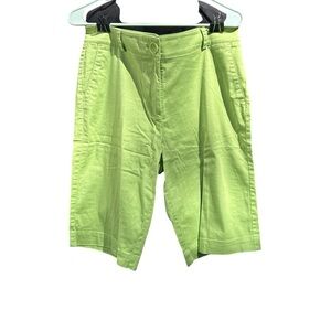 Talbots Heritage Bermuda Shorts 10 Vibrant Green Cotton Stretch Summer Classic